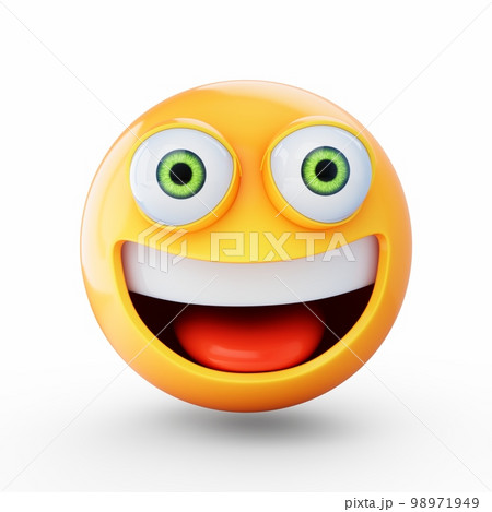 3D Rendering happy emoji isolated on white background 3D Rendering happy emoji isolated on white background 98971949