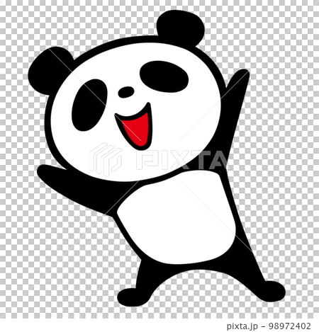かわいいシンプルパンダ　両手を上げるポーズ 98972402