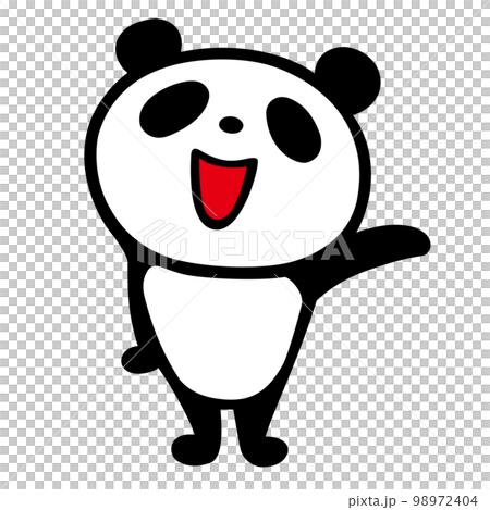 かわいいシンプルパンダ　左手で案内説明ポーズ 98972404