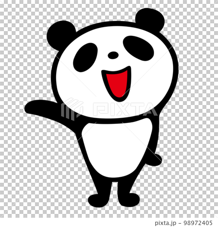 Cute simple panda Guidance explanation pose with right hand 98972405