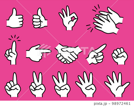 ハンドサインのイラストセット 98972461