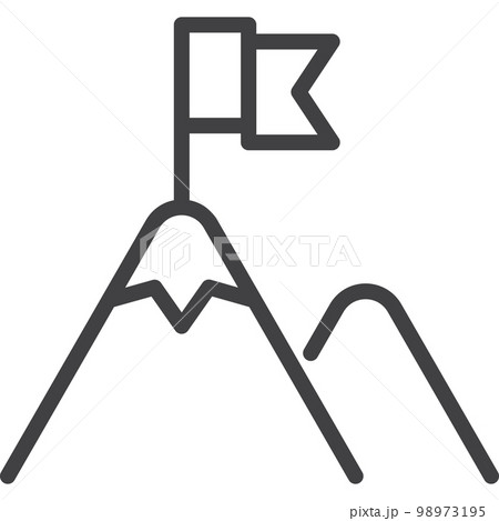 flag on peak of mountain, business success, simple line transparent icon 98973195