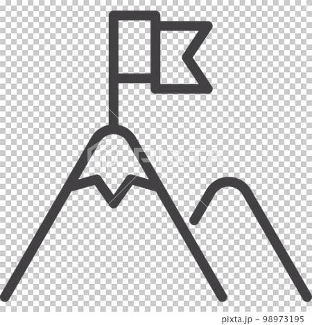 flag on peak of mountain, business success, simple line transparent icon 98973195