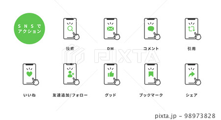 スマホのSNSアプリでアクション 98973828