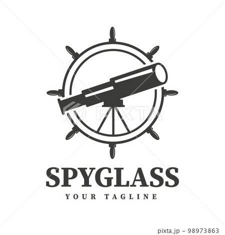 Vintage logo Vector nautical spyglass icon Marine Labels, badges, posters. Vector illustration Vintage logo Vector nautical spyglass icon Marine Labels, badges, posters. Vector illustration 98973863