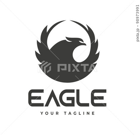 Eagle Rising Wings Logo Design Vector Template Circle Shape. Eagle logo design inspiration, symbol icon, template. can be used for companies 98973991