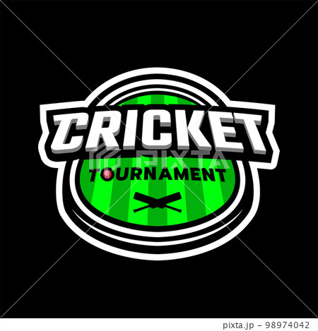 Cricket tournament. Sport logo emblem on a dark background. Vector illustration. 98974042