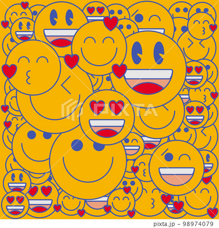 Vintage smile emoji background. Retro 70s 80s 90s style emoticon. 98974079