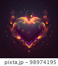 romantic background for valentine's day with heart, magic light and bokeh. AI Generated 98974195