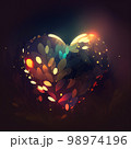 romantic background for valentine's day with heart, magic light and bokeh. AI Generated 98974196