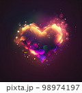 romantic background for valentine's day with heart, magic light and bokeh. AI Generated 98974197