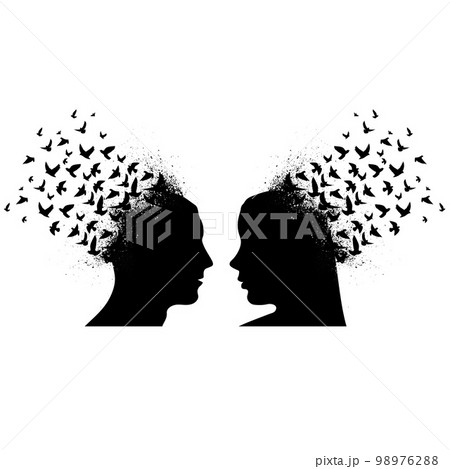 People head speaking birds 98976288