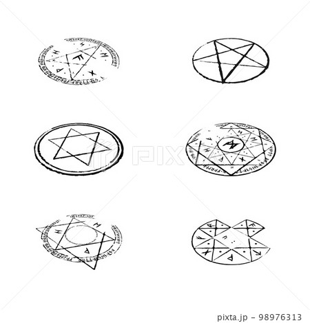 Abstract runes circle magic isometric 98976313