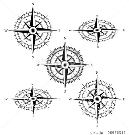 Windroses solid and grunge set Windroses solid and grunge set 98976315
