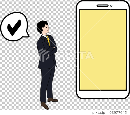 man looking at smartphone screen 98977645