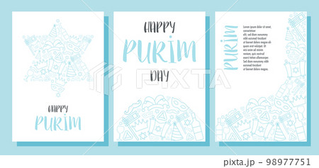 Happy Purim day greeting cards set Happy Purim day greeting cards set 98977751