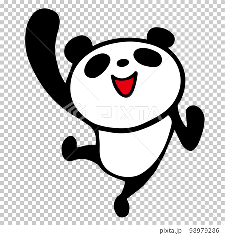 一隻可愛的簡單熊貓，擺出情緒化的膽量姿勢 98979286