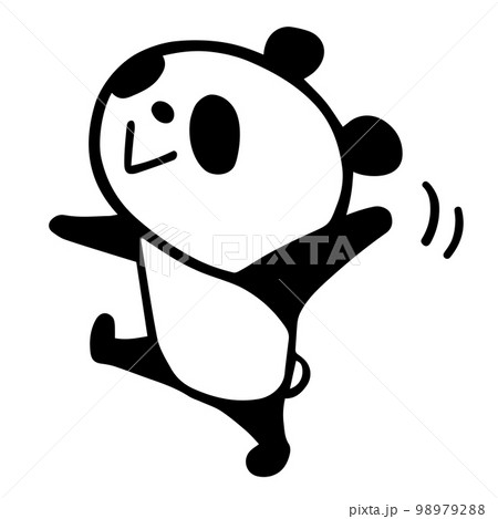 かわいいシンプルパンダ　バイバイポーズ 98979288