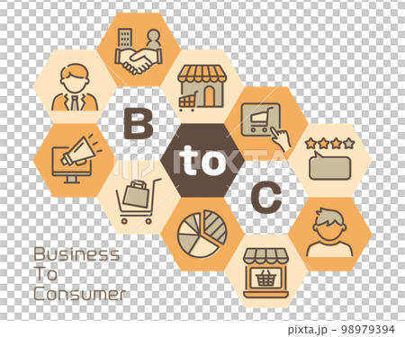 B2C（Business to Consumer）　六角形のロゴ 98979394