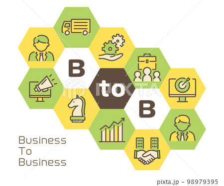 B2B(Business to Business) 六角形のロゴ B2B(Business to Business) 六角形のロゴ 98979395