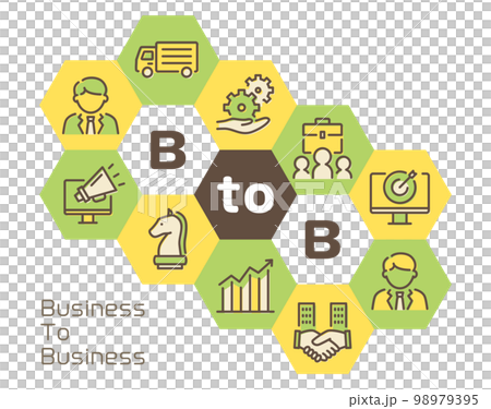 B2B(Business to Business) 六角形のロゴ B2B(Business to Business) 六角形のロゴ 98979395