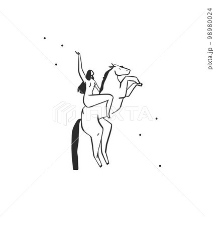 Hand drawn abstract vector graphic clipart illustration boho horse logo element isolated.Western design concept.Bohemian wild west contemporary art.Cowgirl modern drawing.Feminine cowgirl graphic logo Hand drawn abstract vector graphic clipart illustration boho horse logo element isolated.Western design concept.Bohemian wild west contemporary art.Cowgirl modern drawing.Feminine cowgirl graphic logo 98980024