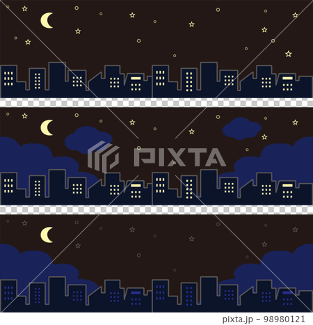橫幅框架城市景觀城市建築夜間停電節能剪影背景插圖素材集 98980121