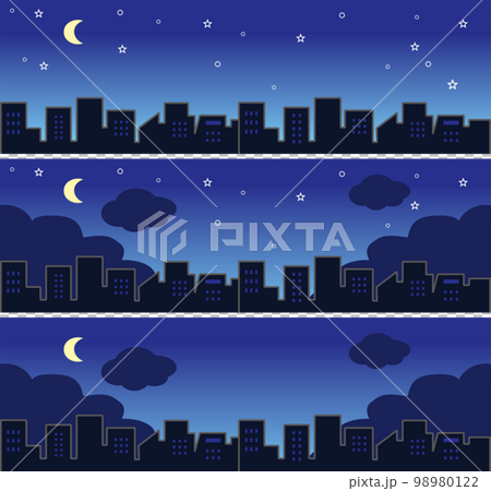 橫幅框架城市景觀城市建築夜間停電節能剪影背景插圖素材集 98980122