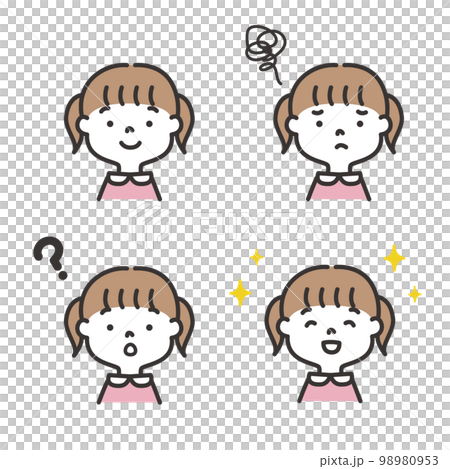 女の子の表情リアクションセット 女の子の表情リアクションセット 98980953