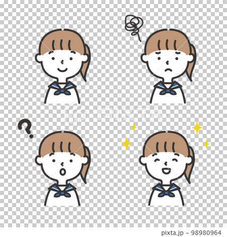 High school girl expression reaction set High school girl expression reaction set 98980964