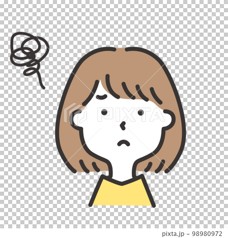 悩んでいる若い女性のイラスト 98980972