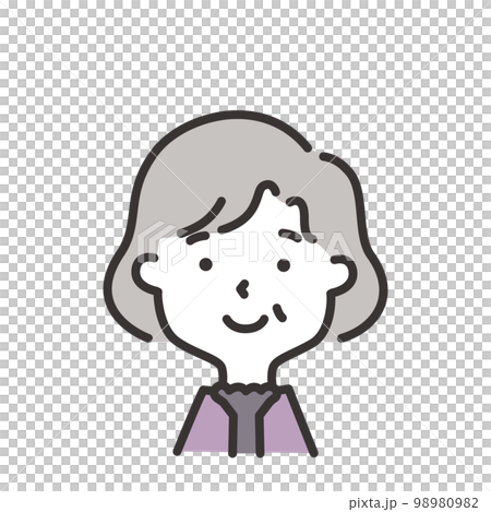 一位微笑的老年婦女的插圖 98980982
