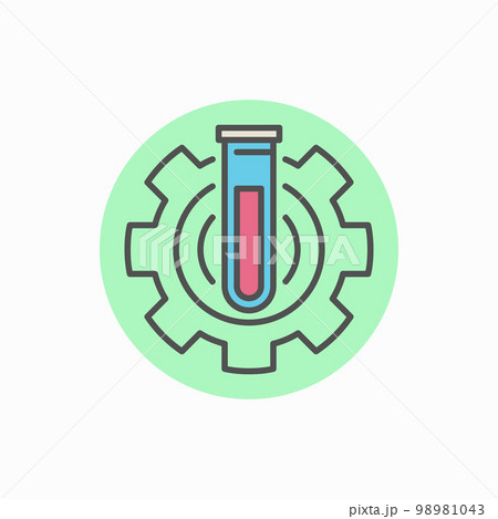 Laboratory tube in gear icon Laboratory tube in gear icon 98981043