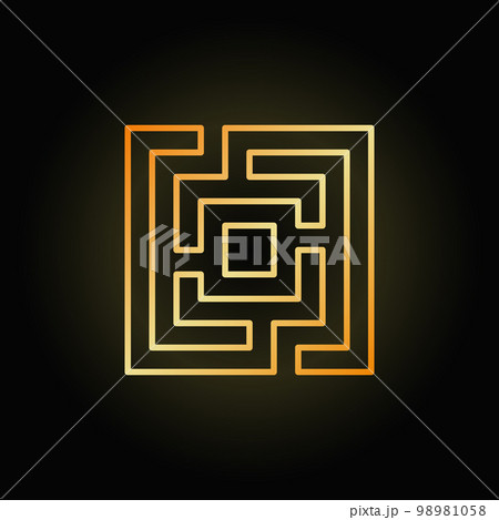 Gold square maze or labyrinth icon Gold square maze or labyrinth icon 98981058