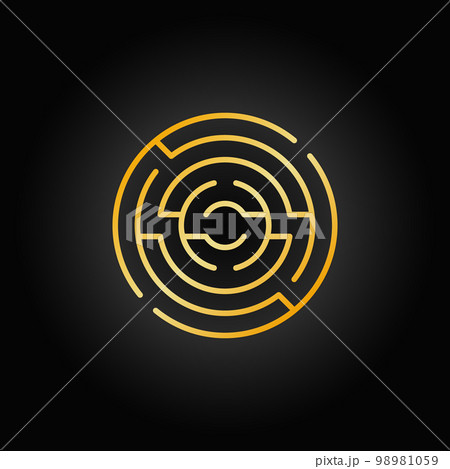 Gold circular maze icon Gold circular maze icon 98981059