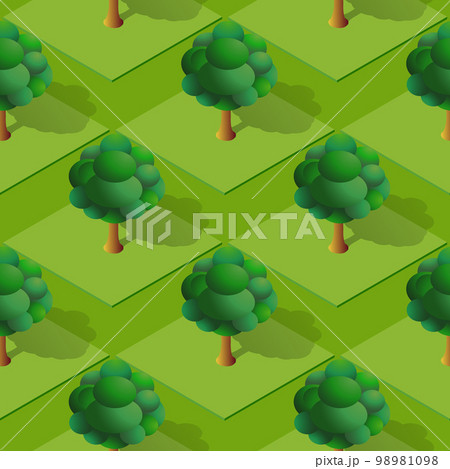 Seamless natural forest with trees park...のイラスト素材 [98981098] - PIXTA