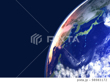 地球 日本列島 アップ 背景に星ナシ(3DCGイメージ) 地球 日本列島 アップ 背景に星ナシ(3DCGイメージ) 98983172