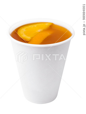 healthy tea with orange slices in a plastic cup 98984001