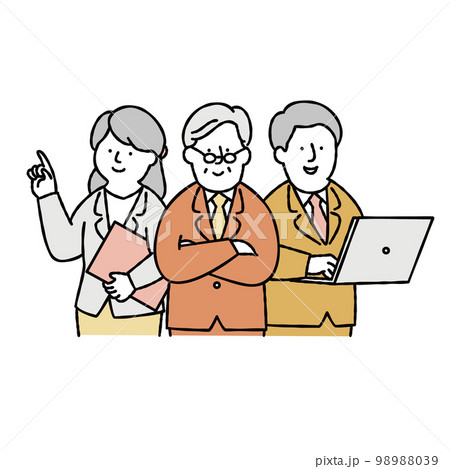 会社員のチームワーク　グループ　部署　イエロー 98988039