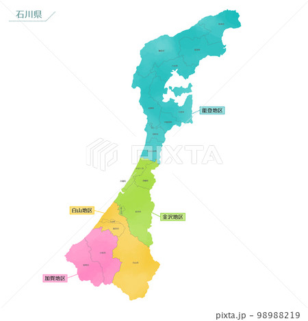 水彩風の地図 石川県 水彩風の地図 石川県 98988219