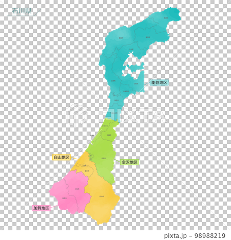 Watercolor map Ishikawa Prefecture 98988219