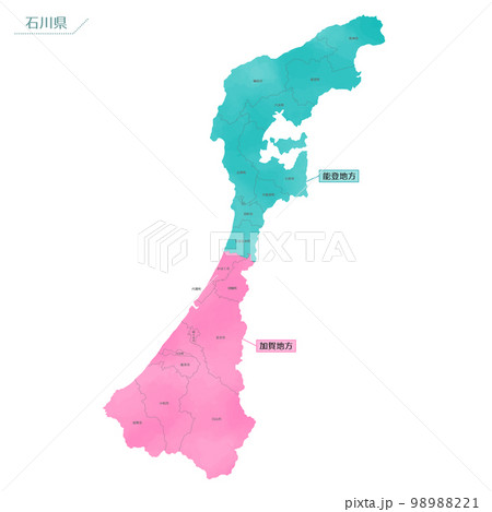 水彩風の地図 石川県 水彩風の地図 石川県 98988221