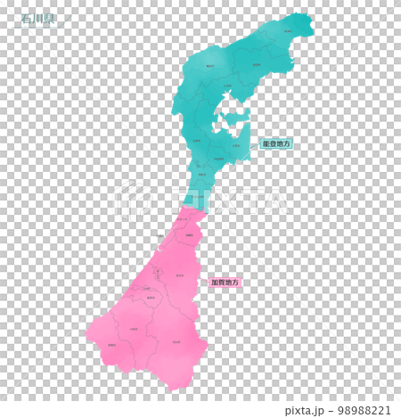 水彩風の地図 石川県 水彩風の地図 石川県 98988221