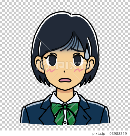 不及格表情蒼白的女學生圖解（bust-up） 98988259