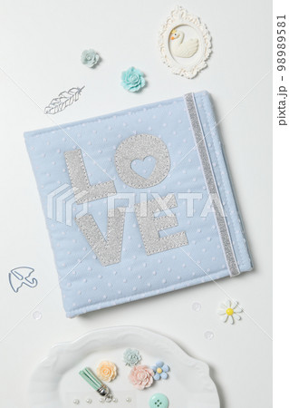 Concept of scrapbooking, scrapbooking for holiday, hobby concept, top view 98989581