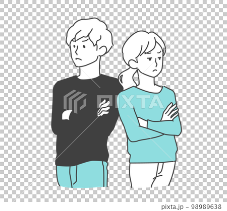 年輕男女，雙臂不併攏就別開視線的情侶 98989638