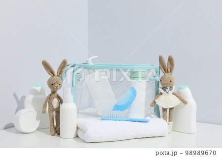 Concept of different baby or children's cosmetics Concept of different baby or children's cosmetics 98989670