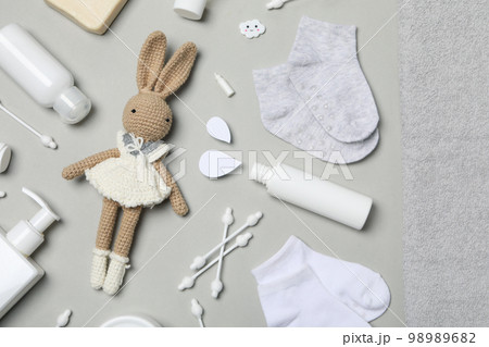 Concept of baby or childrens cosmetics, top view Concept of baby or childrens cosmetics, top view 98989682