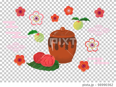 可愛又美味的梅干設計套裝（橫向） 98990362