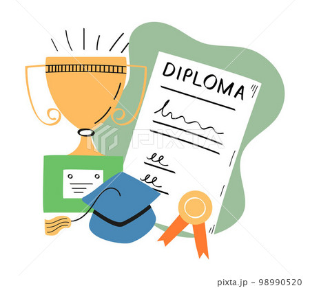 First place doodle icon. Winner prize, champion cup, ribbon in hand drawn style. Medals and diploma vector. Champion cup in sketch style. First place doodle icon. Winner prize, champion cup, ribbon in hand drawn style. Medals and diploma vector. Champion cup in sketch style. 98990520